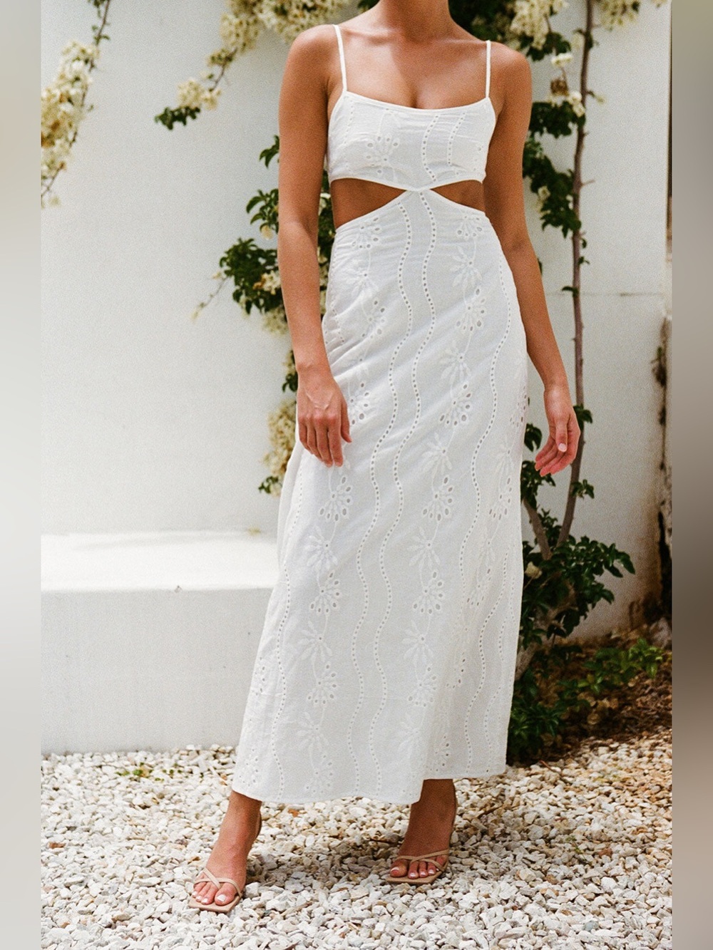 SABO Skirt White Eyelet Cutout Maxi Dress